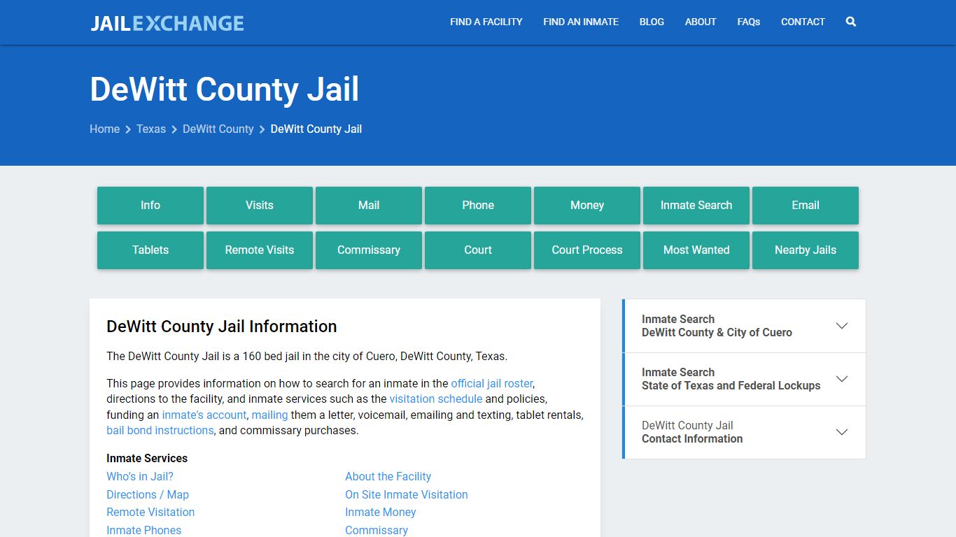 DeWitt County Jail, TX Inmate Search, Information